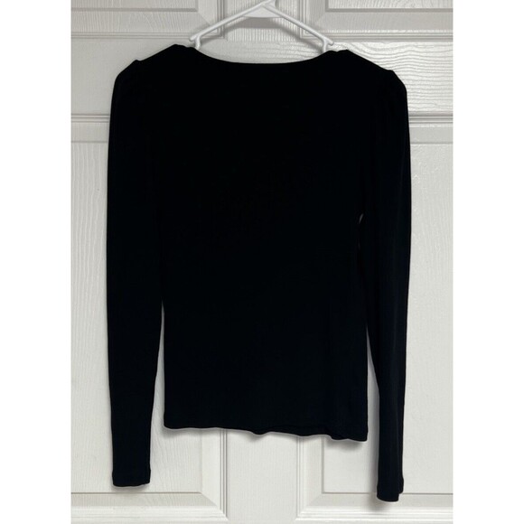 Vero Moda Kelly Square Neck Puff Sleeve Rib Top Black Size Small - Picture 2 of 7